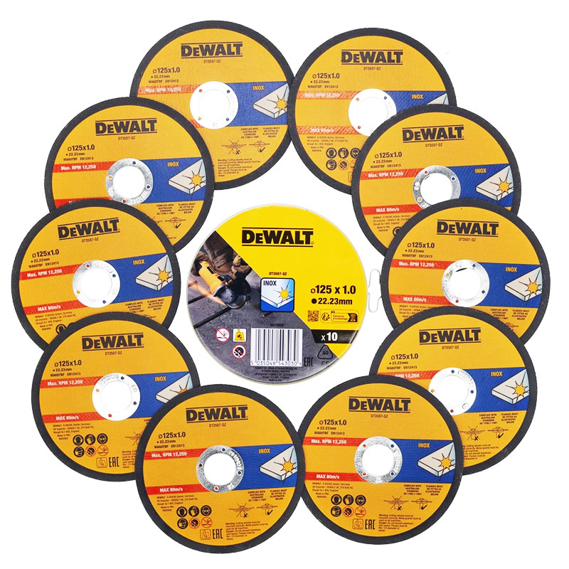Set 10 discuri pentru taiere rapida in inox DeWalt DT3507-QZ, 125 x 22.23 x 1 mm