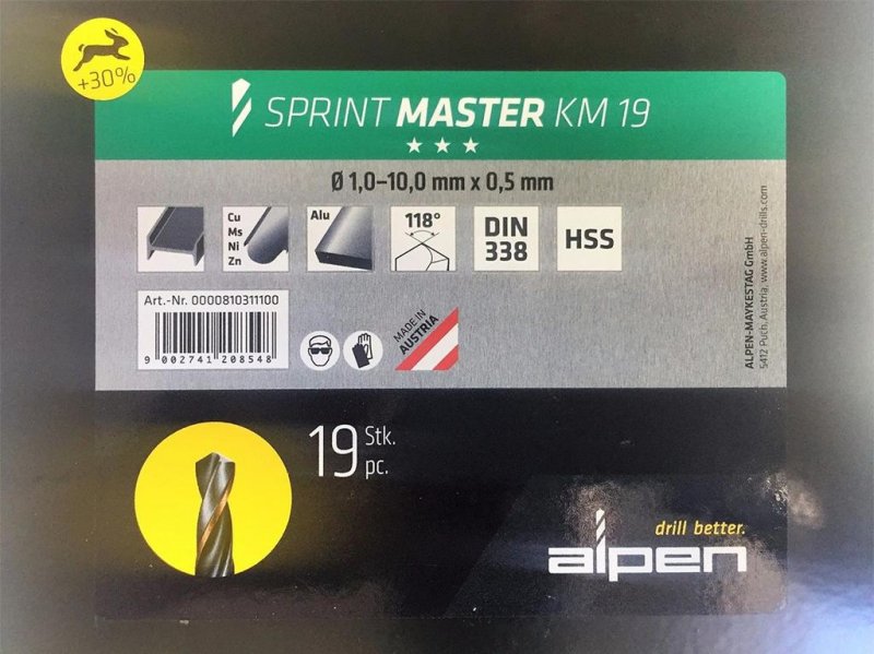 Set 19 burghie metal, Alpen, 1-10 mm, pas 0,5 mm