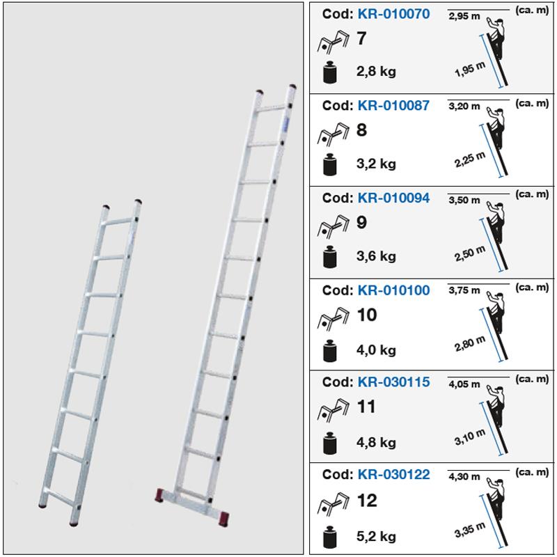 Scara simpla din aluminiu Corda, 7 trepte