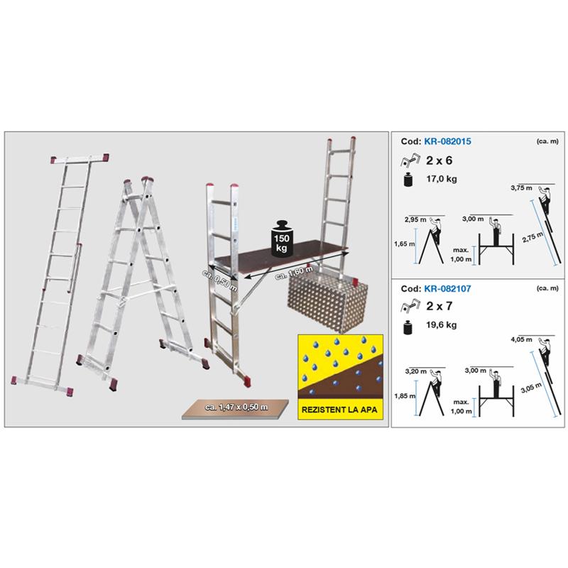 Scara / schela mobila Corda, aluminiu, 6 trepte