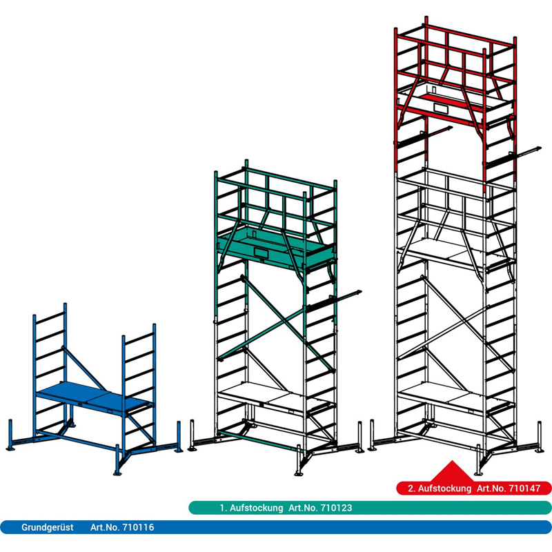 Schela Climtec 0,6 x 1.5m, aluminiu, inaltime lucru 7m, modul 0+1+2