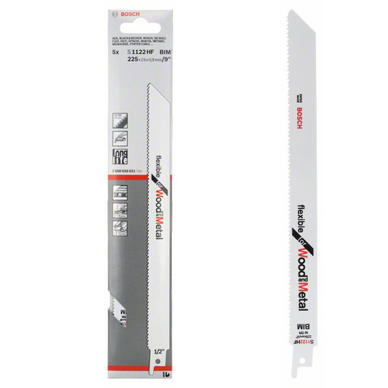 5 Panze pentru fierastraie sabie BOSCH S 1122 HF flexibile, Pallet Repair