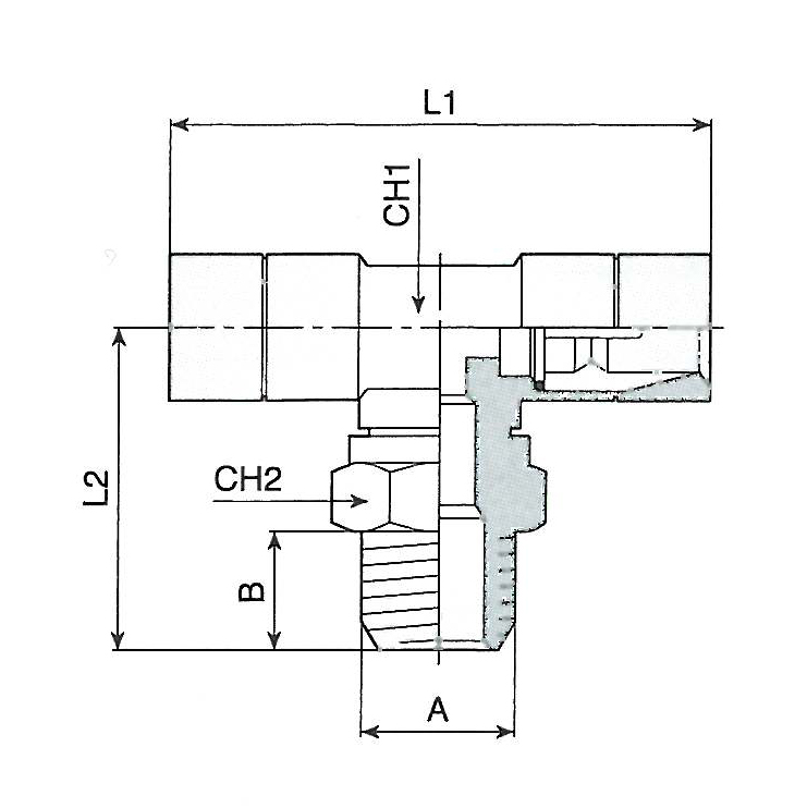 Racord automat push-in dublu tip T cu filet 1/8