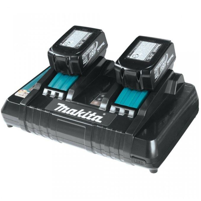 Pachet 4 acumulatori 18V / 5Ah si incarcator rapid dual DC18RD, Makita