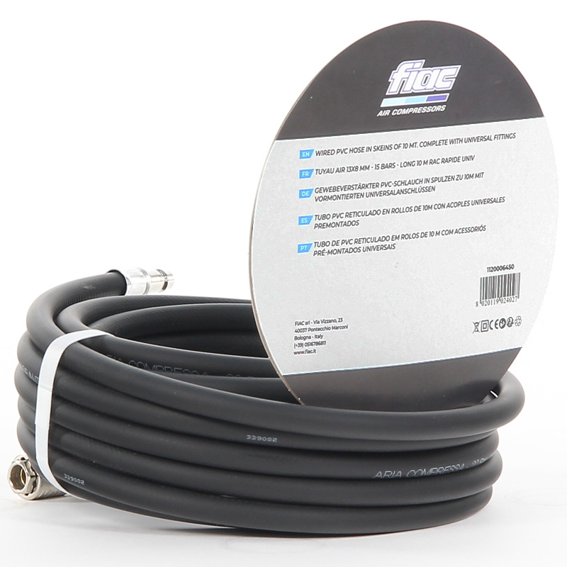 Furtun de aer 20m, 8x13mm, PVC cu insertie, racorduri rapide, FIAC