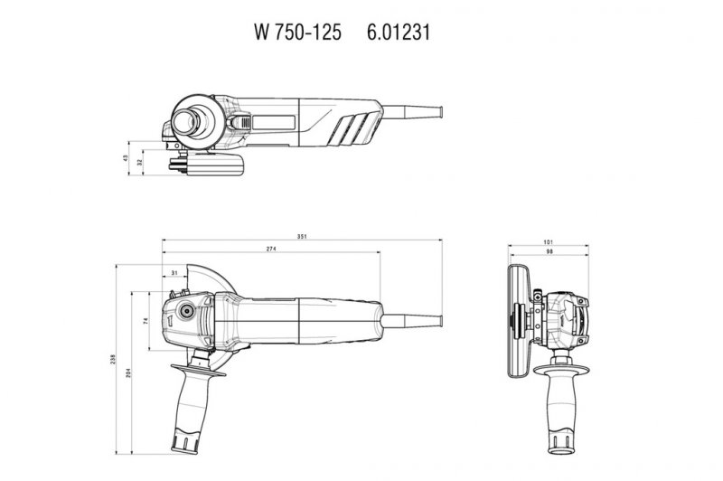 Polizor unghiular 125mm, 750W tip W750-125