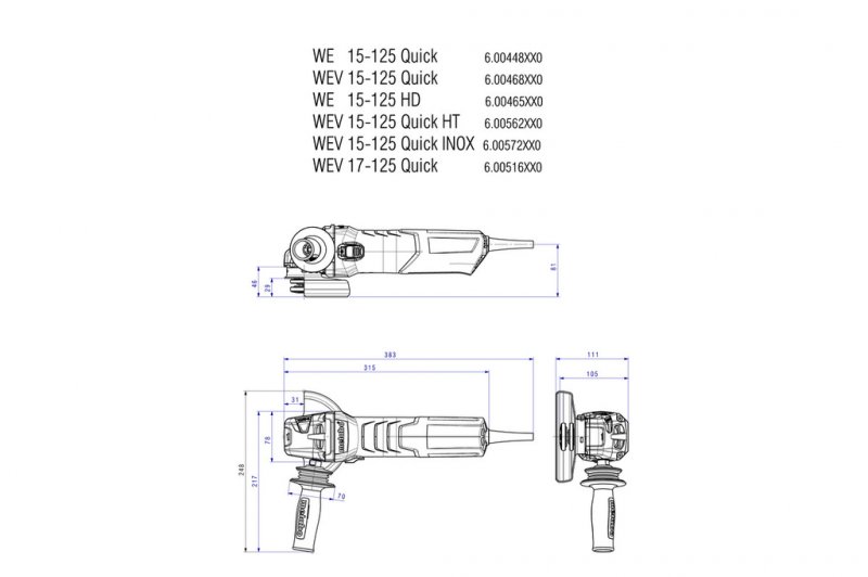 Polizor unghiular 125mm, 1550W tip WE 15-125 QUICK