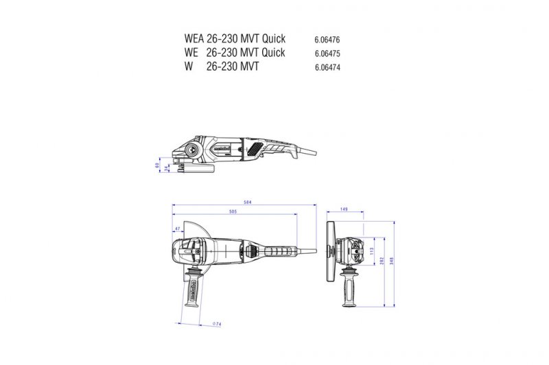 Polizor unghiular 230mm, 1600W tip WEA 26-230 MVT Quick