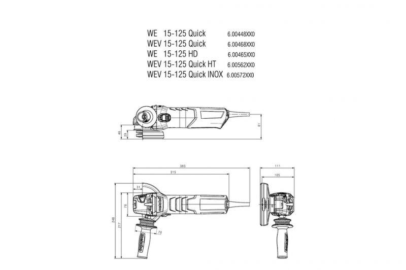 Polizor unghiular 125mm, 1550W WEV tip 15-125 QUICK
