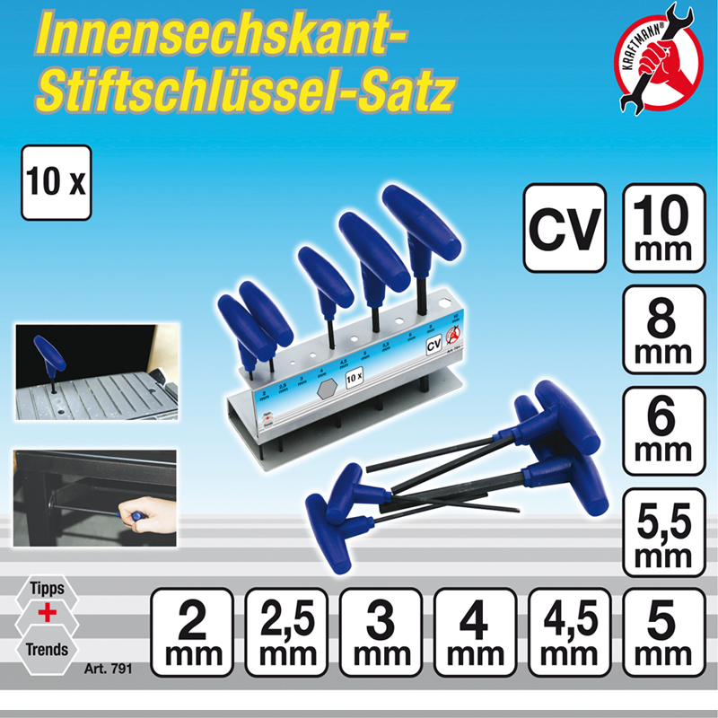 Set chei imbus maner T, 10 buc. 2 - 10 mm