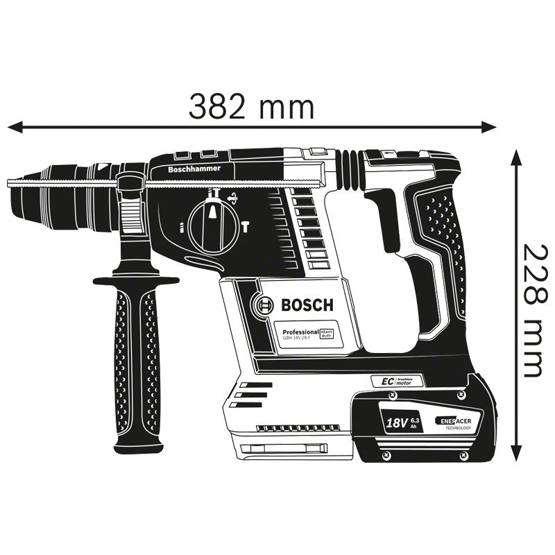 Ciocan rotopercutor SDS-plus cu 2 acumulatori 18V 6.0Ah, tip GBH 18V-26 F