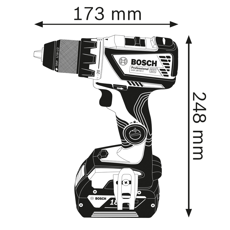 Masina de gaurit/insurubat 18V, SOLO, tip GSR 18V-60 C