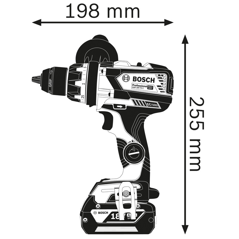 Masina de gaurit/insurubat cu 2 acumulatori 18V 5.0Ah, tip GSR 18V-110C