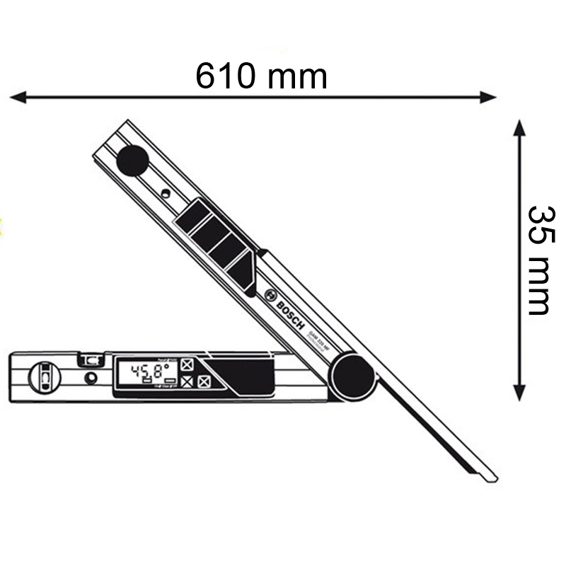 Nivela electronica pentru unghiuri (goniometru) GAM 220 MF, brat prelungitor