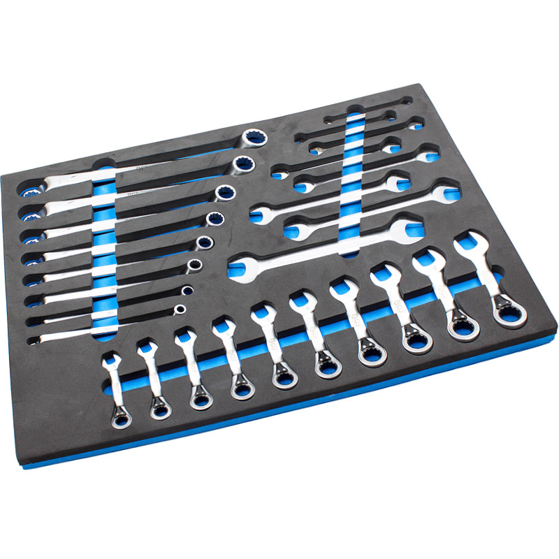 Organizator pentru carucior BGS, 26 chei combinate, inelare, cu clichet, 3/3 sertar