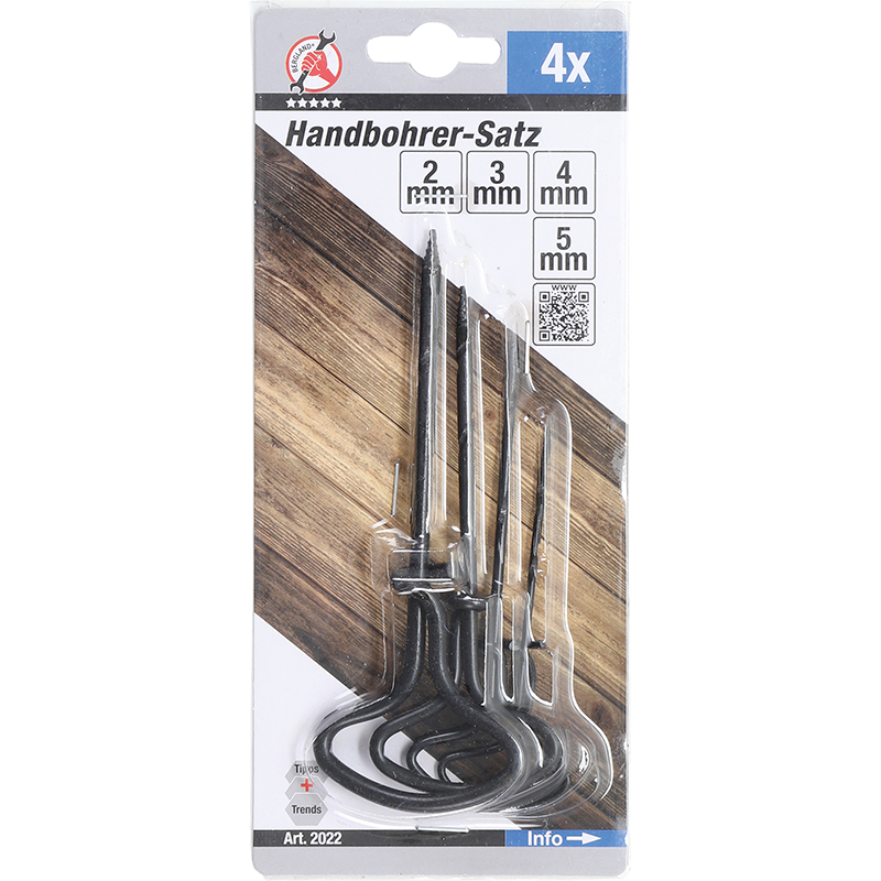 Set manual pentru gaurit, 4 buc, 2 - 5 mm 