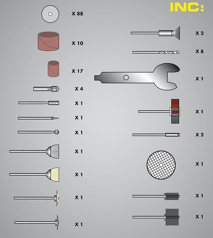 Set 143 accesorii lemn tare/moale pentru minifreza