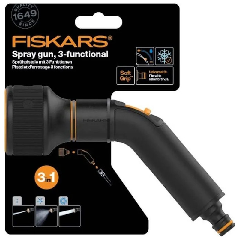 Pistol pentru stropit  Fiskars Multi cu 3 jeturi