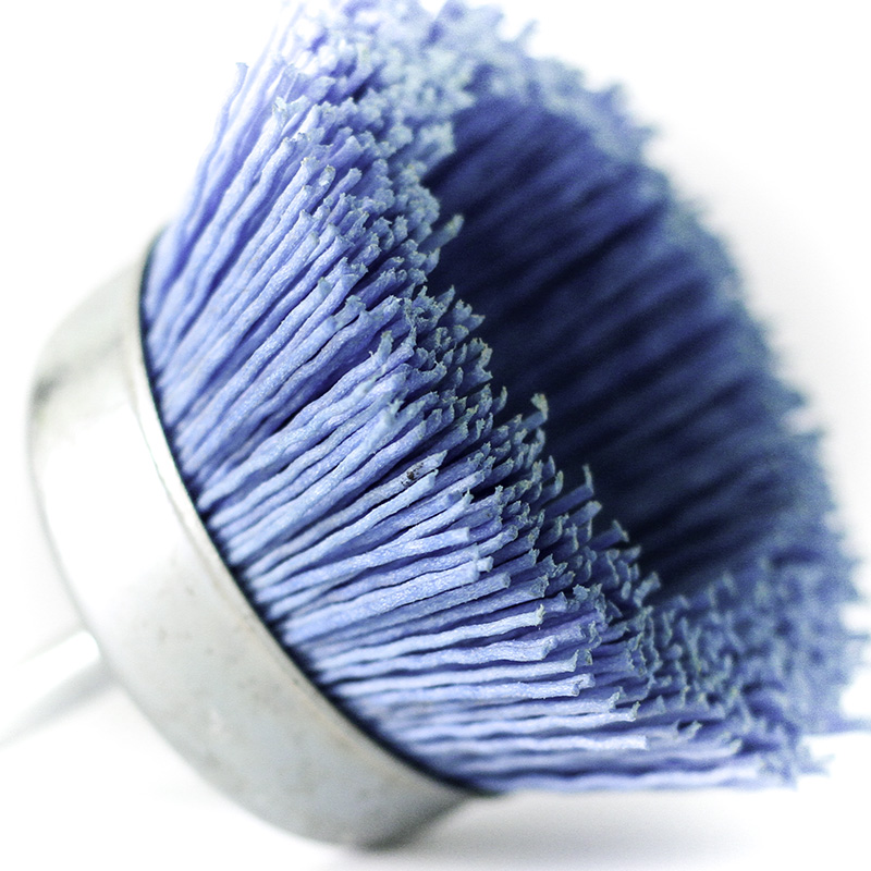 Perie cupa pentru masina gaurit, fir plastic albastru gr. 180, 75 mm