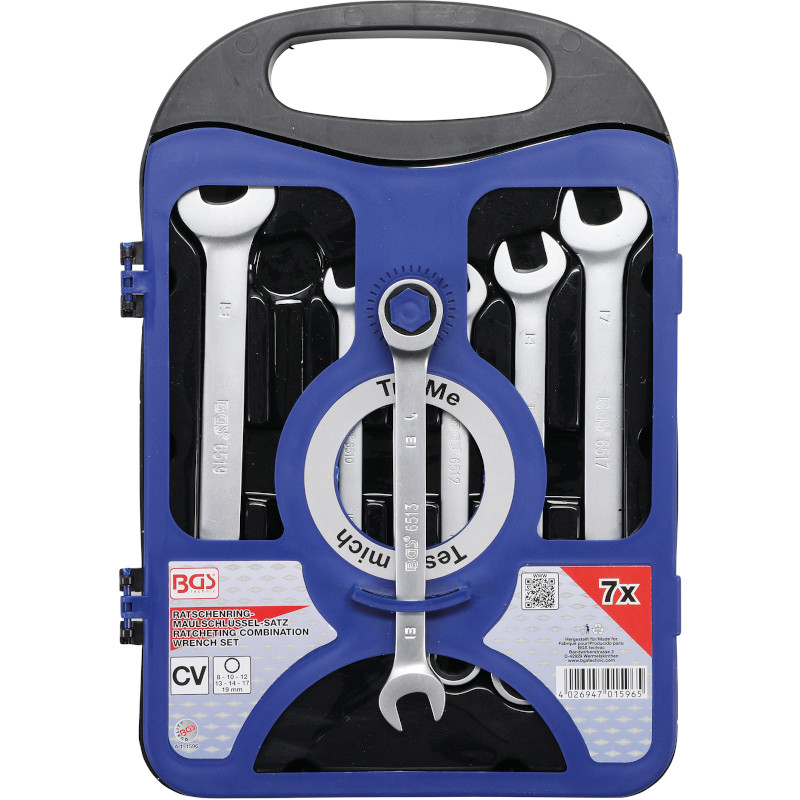 Set 7 chei combinate cu clichet BGS, 8-19 mm