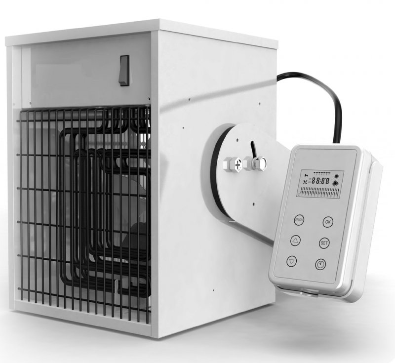 Incalzitor electric suspendat TR3, monofazat cu ventilator si telecomanda/cronotermostat digital