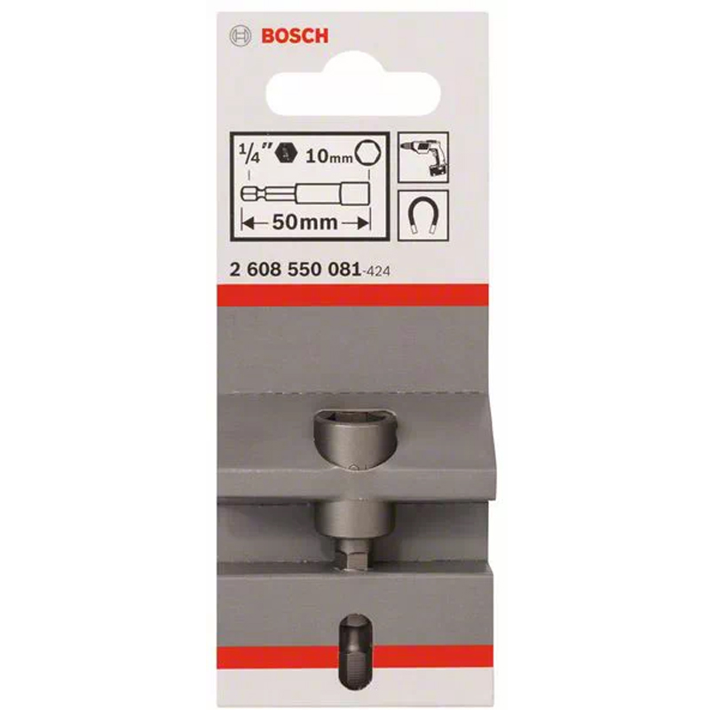 Cheie tubulara magnetica BOSCH, pentru masini de insurubat, 1/4