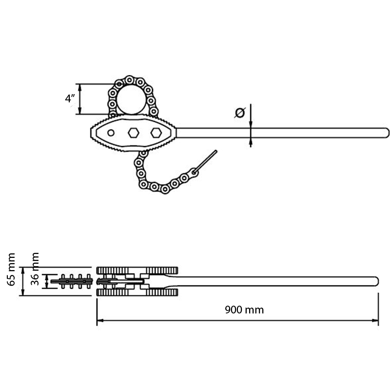 Cheie Heavy-Duty cu lant pentru tevi 4