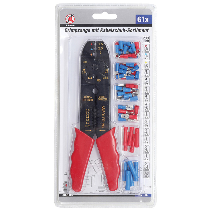 Cleste dezizolat si sertizat papuci izolati BGS, 0.75 - 6 mm², 200mm, 60 papuci izolati
