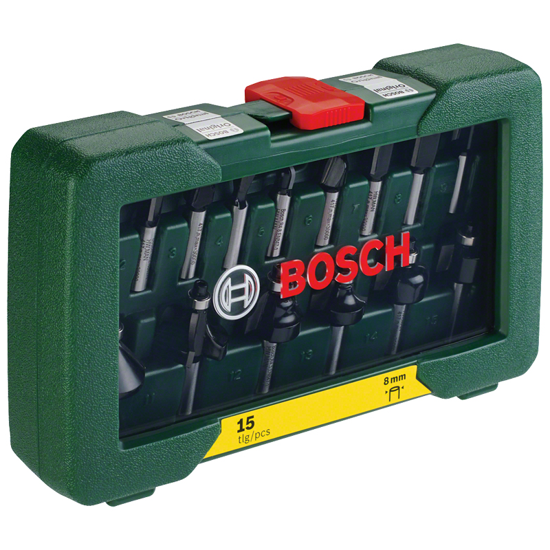 Set 15 freze HM de profilare TC, tija 8 mm, BOSCH