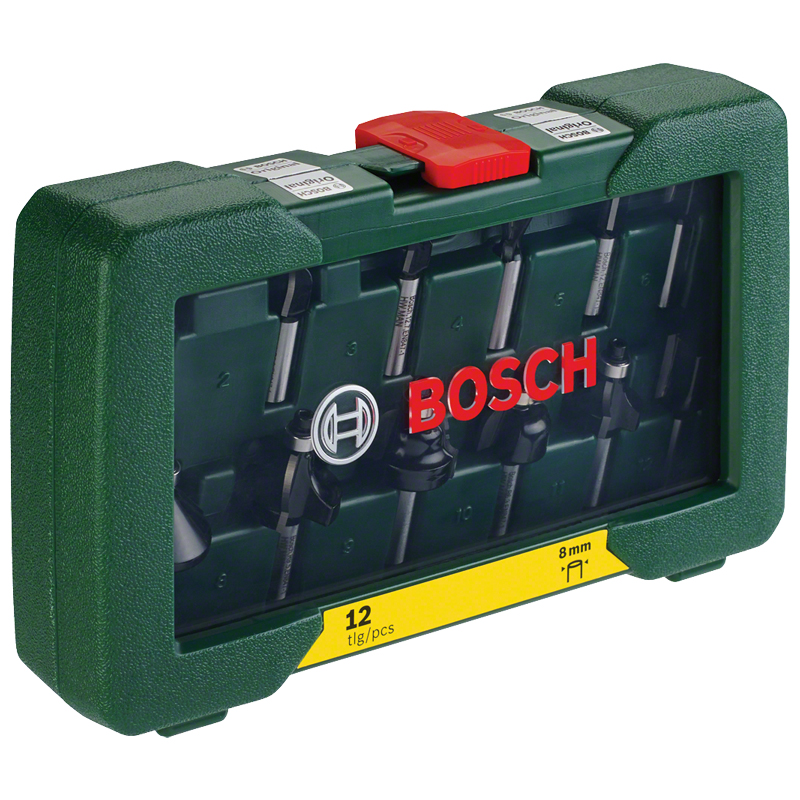 Set 12 freze HM de profilare TC, tija 8 mm, BOSCH