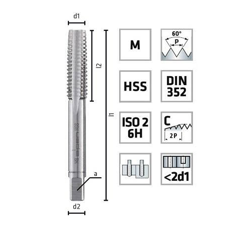 Tarod 3 treceri, pentru filet metric M5, pas 0.8 mm