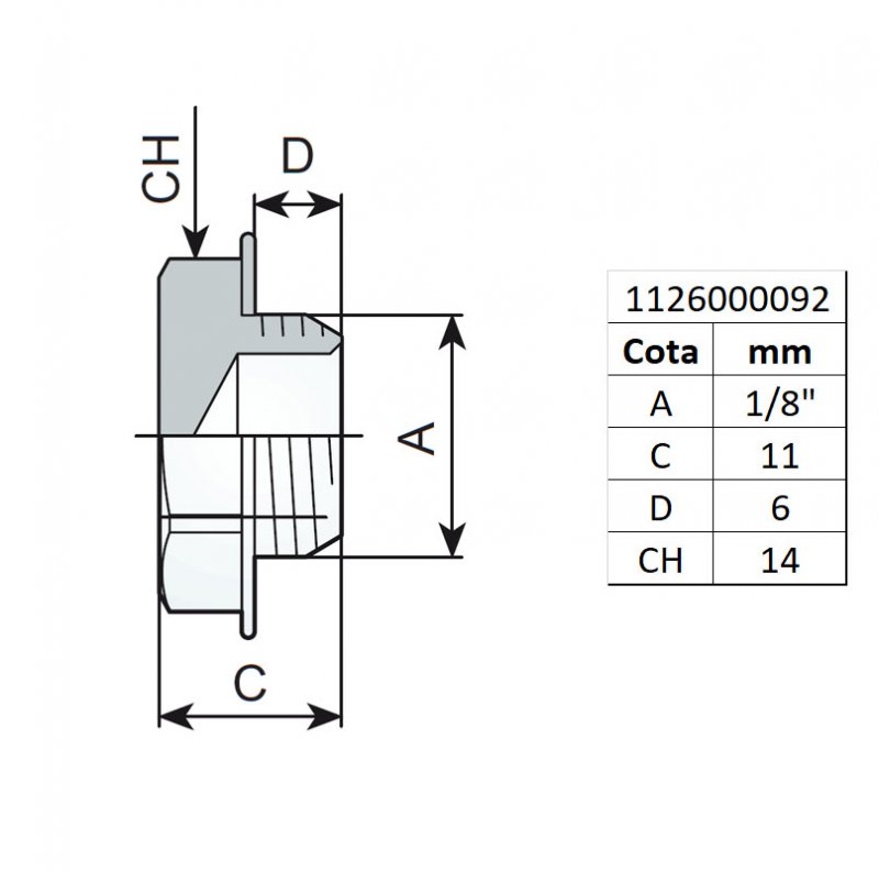 Dop cu filet 1/8