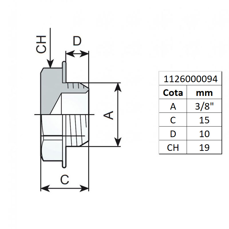 Dop cu filet 3/8