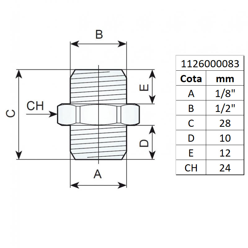 Niplu cu filet 1/8