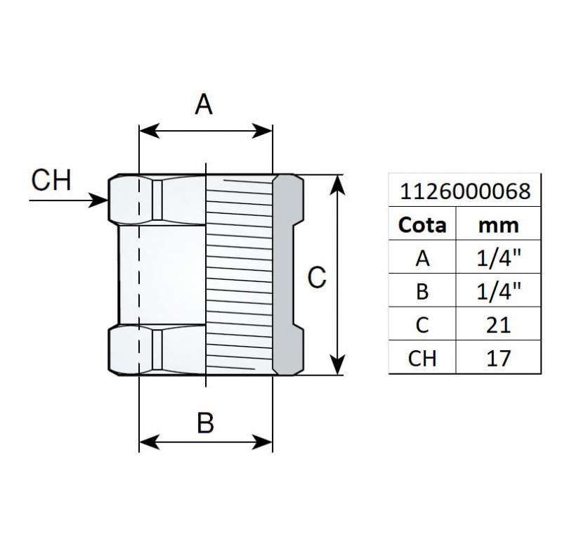 Mufa nichelata filet interior-interior 1/4