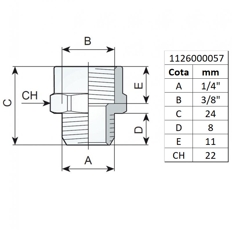 Reductie cu filet 3/8