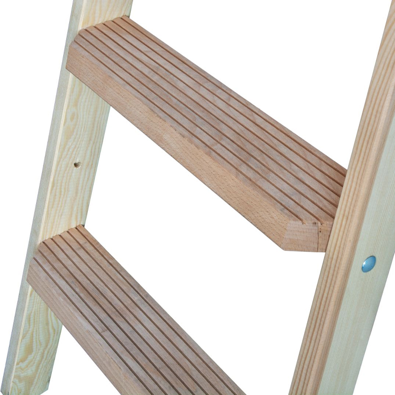 Scara de lemn cu trepte late, 2x8 trepte