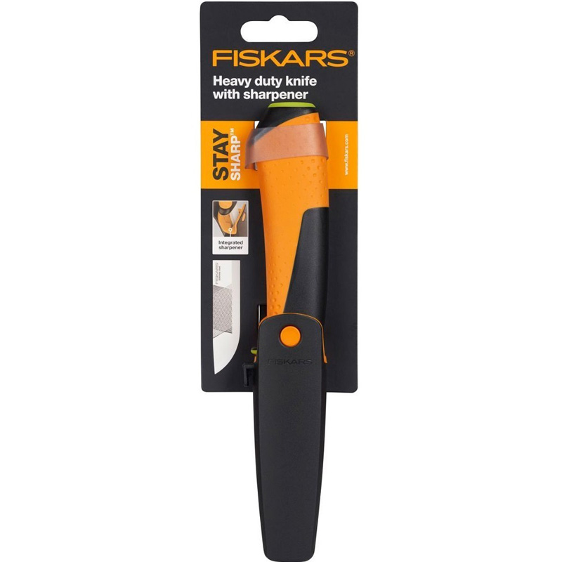 Cutit pentru uz intensiv cu ascutitor Fiskars, 225 mm, 150 g