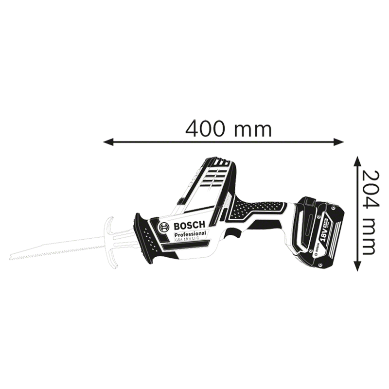 Fierastrau alternativ (sabie) cu 2 acumulatori 18V 5.0Ah, tip GSA 18V-Li C