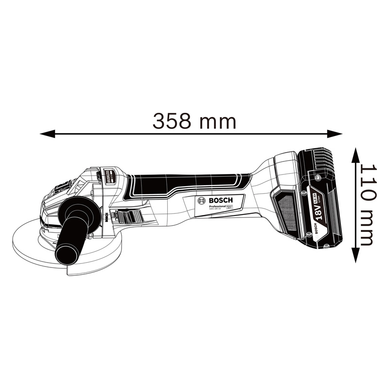 Polizor unghiular 125 mm, 18V, SOLO, tip GWS 18V-10 LI