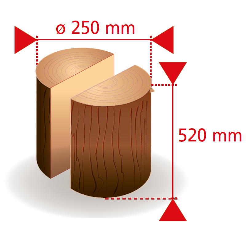 Despicator busteni orizontal FBH 6T, L=52 cm, Ø=25 cm, 2300 W