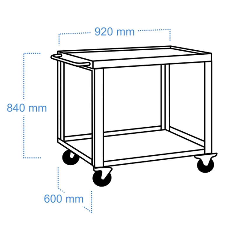 Carucior de montaj de atelier, 2 polite, capacitate 400 kg