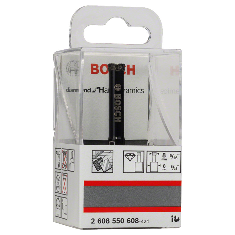 Burghiu diamantat pentru placi ceramice, gaurire umeda, 8x35 mm, cilindru