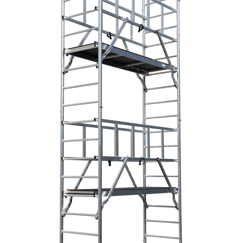 Schela Protec 0,6 x 2m, aluminiu, inaltime lucru 9.3m, inaltime schela 8.45m, inaltime platforma 7.3m (0+2+4+(2*3)+(4*Stabilizatoare))