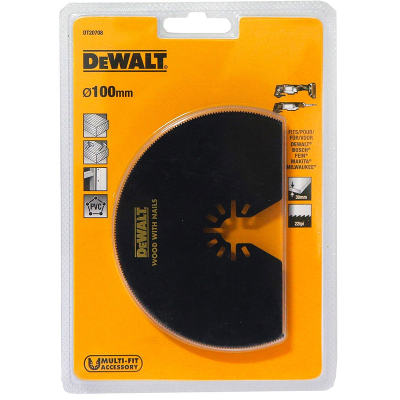 Lama (panza) segmentata, pentru masini multifunctionale (fierastraie electrice), pentru taiat lemn cu cuie, 100 mm, Dewalt tip DT20708-QZ