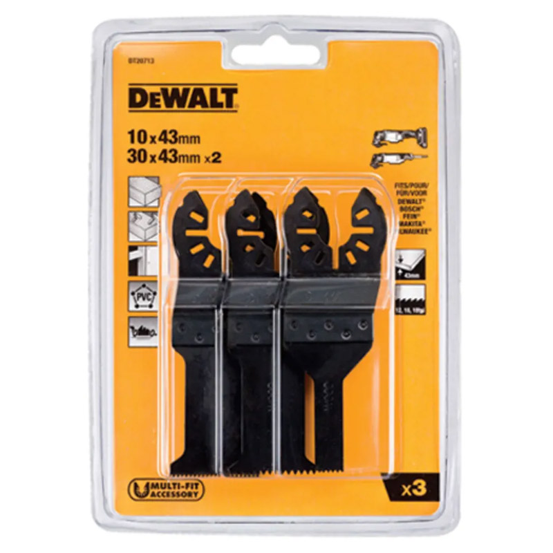 Set 3 lame (panze) pentru masini multifunctionale (fierastraie electrice), taieri in lemn, PVC, rigips, Dewalt tip DT20713-QZ