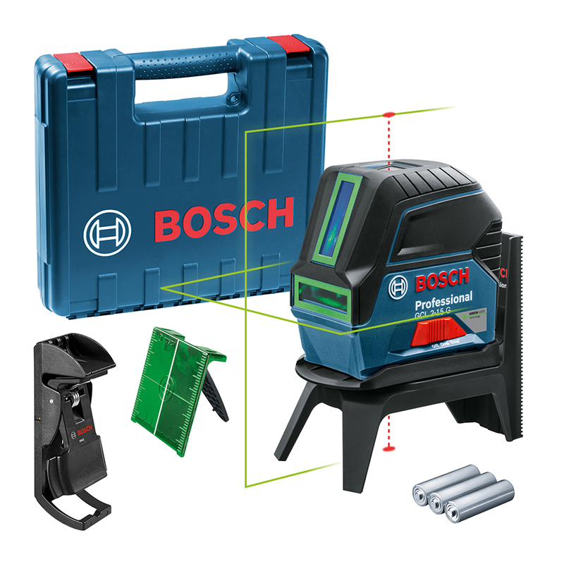 Nivela laser cu linii si punete Bosch, tip GCL 2-15G cu suport rotativ RM1