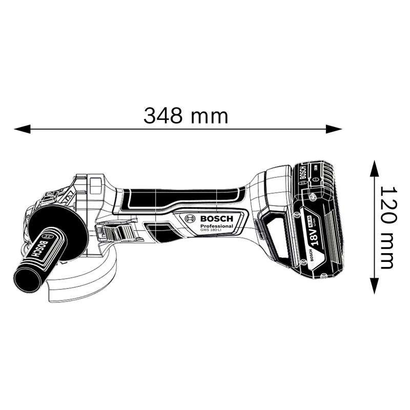 Polizor unghiular 115 mm, 18V, SOLO, tip GWS 180-LI