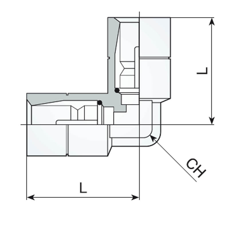 Racord automat push-in dublu tip ”L” pentru furtun de 8 mm, FIAC