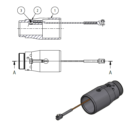 Dispozitiv tragere tevi plastic Ø125mm+140mm cu cablu scurt, pentru K130S